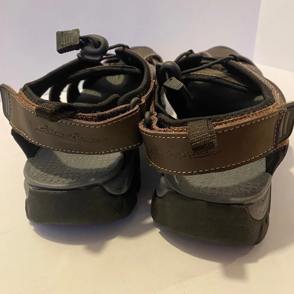 Eddie Bauer Sandals Mens 12 Brown‎ Excellent Closed Toe Bungee Strap